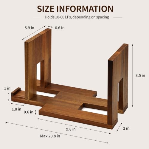 Vinyl Record Stand With Now Playing Display, Adjustable Solid - Image 3