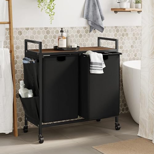 WOWLIVE Double Laundry Hamper with Wheels, Rolling L | All Products - Image 3