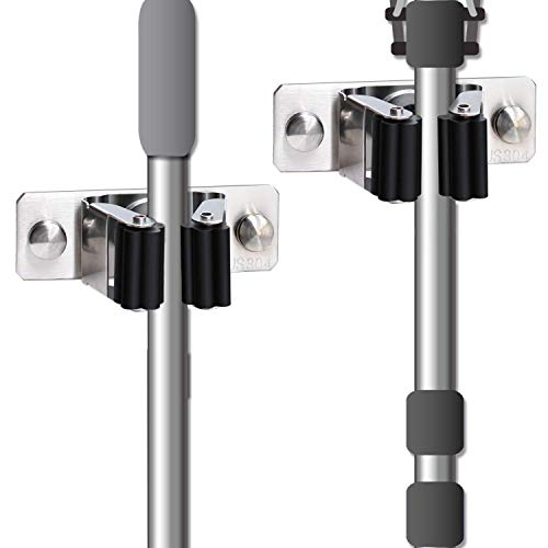 Mop and Broom Holder Wall Mount, 2PCS Heavy Duty Stainless Steel - Image 2