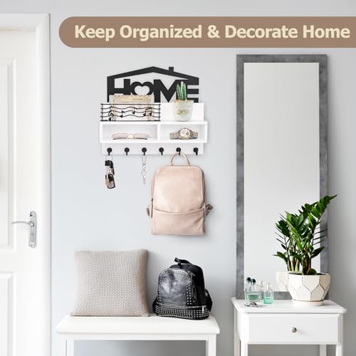Key Holder Wall Mount, Decorative Wood Mail and Key Organizer - Image 5