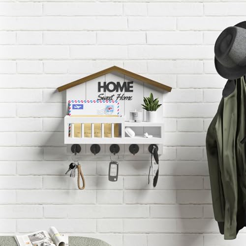 Key and Mail Holder for Wall, Wall Key Holder with Shelf - Image 3