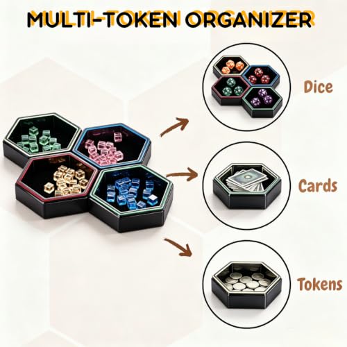 Magnetic Hex Board Game Trays, Modular Stackable Token Dice Trays - Image 5