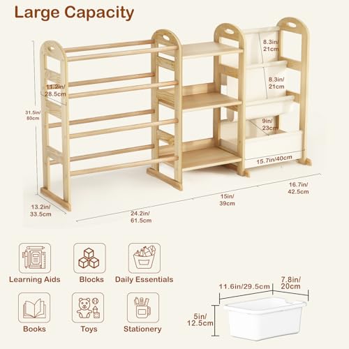 Toy Storage Organizer with 3 Shelves &12 White Bins, Kids Bin - Image 4