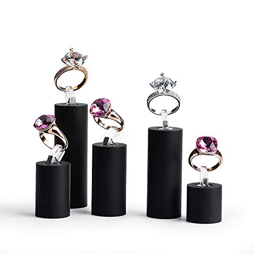 Black Acrylic 7 Piece Cylinder Ring Display Stand Organizer - Image 2