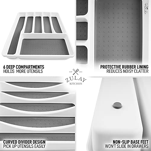 Zulay Kitchen Silverware Organizer Tray - 6-Compartment Non Slip - Image 5