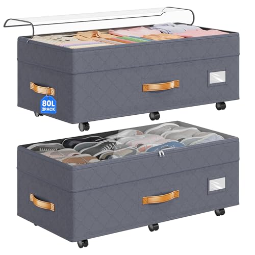 Budding Joy 80L 2 Pack Adjustable Under Bed Storage - Image 2
