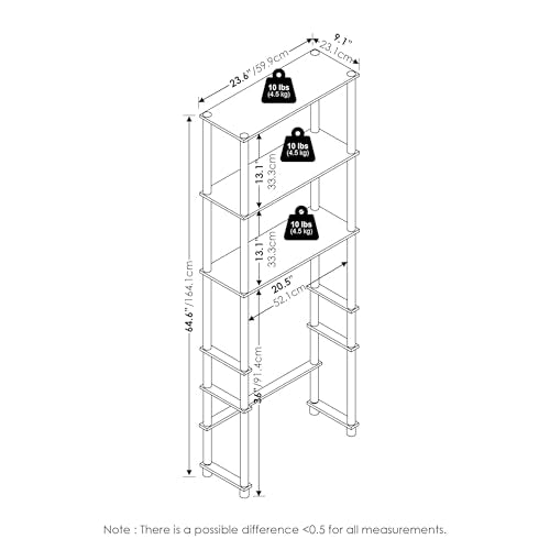 Furinno Turn-N-Tube Over The Toilet Storage, 3-Shelf Over - Image 3