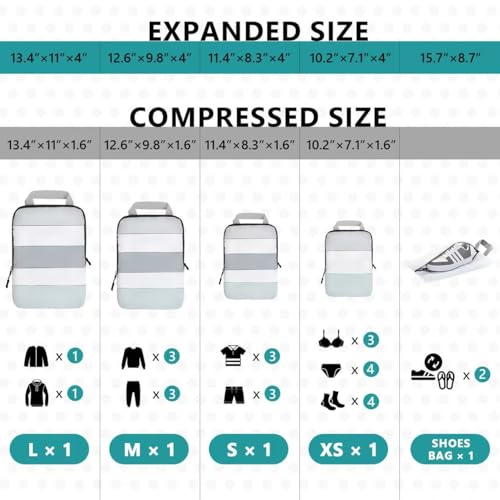 XBLGX Compression Packing Cubes, 5-Piece Set Travel Organizer - Image 4
