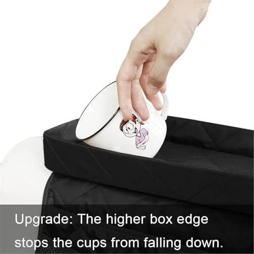 Couch Cup Holder Tray with Detachable Tray, Flodable - Image 6