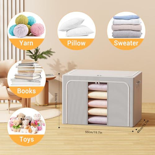 Clothes Storage Bins with Metal Frame Foldable Stora | All Products - Image 7