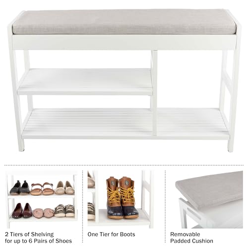 Lavish Home Shoe Bench - 3-Tier Wooden Shoe Rack | Home Organization - Image 5