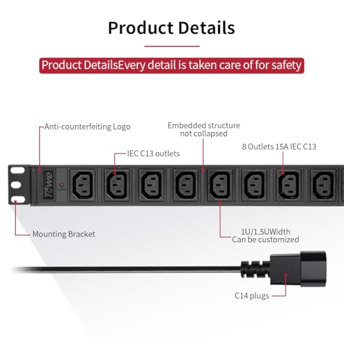 Power Strip，IEC C13 Metal 8 Outlet Wall Mount Heavy Duty - Image 7