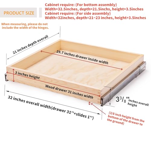Mulush 32''W x 21''D x 3''H Pull Out Cabinet Drawer | All Products - Image 4