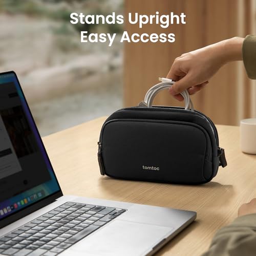 tomtoc Electronic Organizer Travel Case, Dual Compartment Tech - Image 4