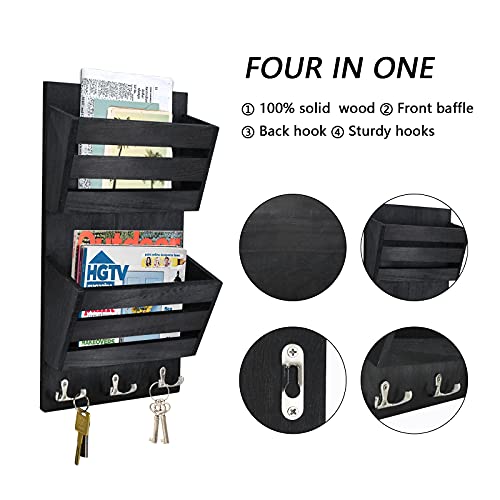 Unistyle Rustic Mail Organizer Wall Mount with 4 Key - Image 5