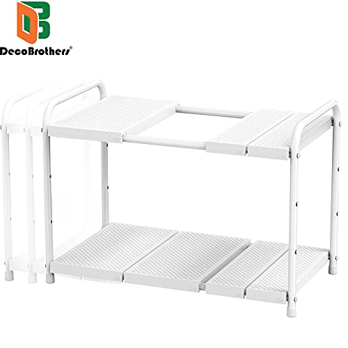 Deco Brothers Under Sink 2 Tier Expandable Shelf Organizer, White - Image 4