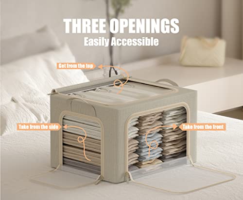 3 Openings Large Clothes Storage Bins with Metal Frame - Image 4