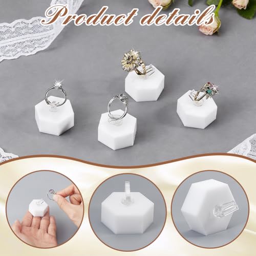 AHANDMAKER 4 Pcs Acrylic Ring Holder Stand Hexagon Ring Display - Image 4