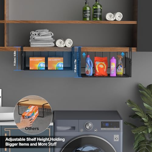 2Pack Under Shelf Storage Basket Organizer, Black - Image 6