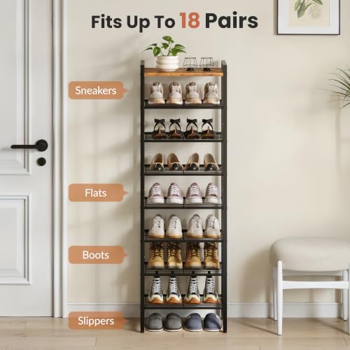 Narrow Shoe Rack 8-Tier, Tall Shoe Organizer for Small Spaces - Image 6