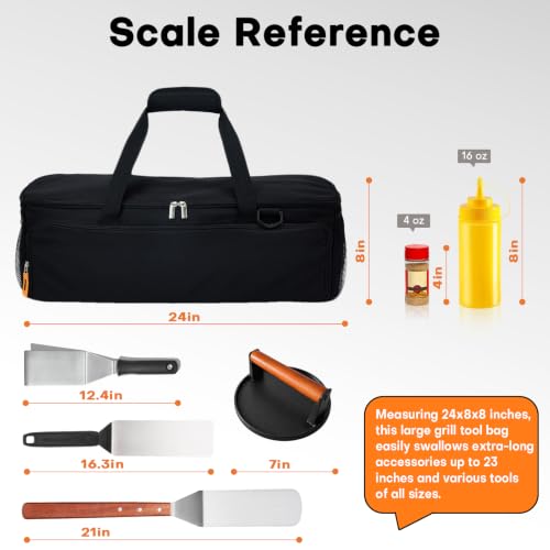 24” Grill Tool Storage with Rigid Bottom Board, BBQ Utensil Bag - Image 5