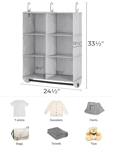 StorageWorks Hanging Closet Organizer with Rod, 6 Sections - Image 4