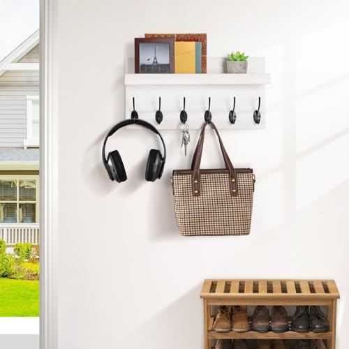HRONRAD Coat Rack Wall Mount, 17" Farmhouse Wall Shelf - Image 4