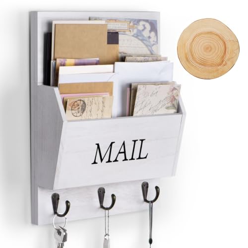 DLQuarts Solid Wood Mail Organizer with Key Holder | Home Organization - Image 2