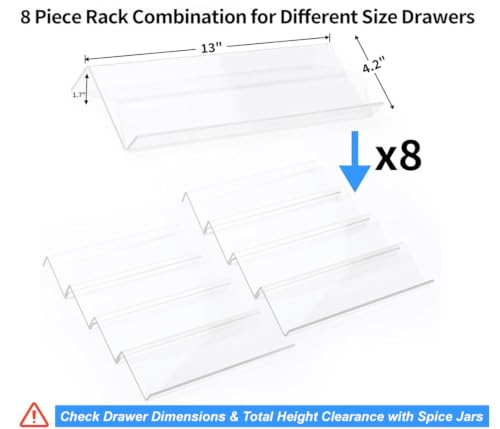 MIUKAA Clear Spice Drawer Organizer, 4 Tier - 2 Set Acrylic - Image 5