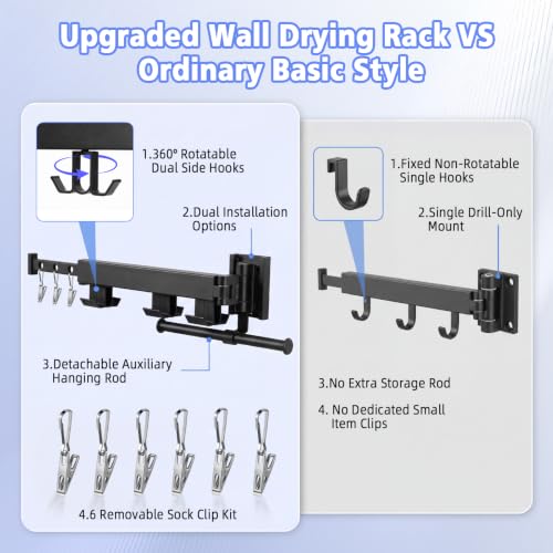 Wall Mounted Clothes Drying Rack, Foldable Drying Rack - Image 6