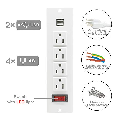 Recessed Power Strip Socket with USB Ports Mountable Desk Power - Image 4