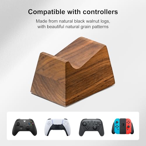 UPERGO Walnut Headphone Stand with Controller Holder & - Image 6