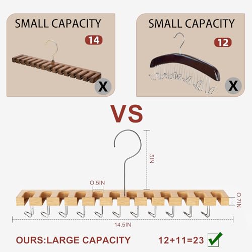 Cuipingoo Belt Hanger for Closet Max 42 Belts, 12+11 Storage (Wood Color) - Image 6