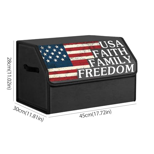 Car Trunk Organizer with Lid, Vintage American Flag USA - Image 4