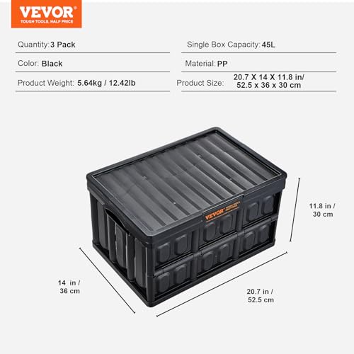 VEVOR 45L Collapsible Storage Bins with Lids 3 Packs - Image 4