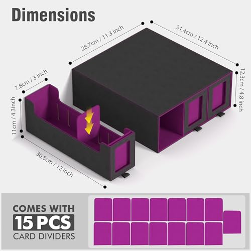 3-Drawer Trading Card Storage Box Holds 2500+ Cards (Purple) - Image 4