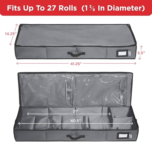 HOLDN’ STORAGE Premium Wrapping Paper Storage Container, Grey - Image 4