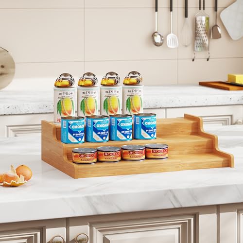 Expandable Bamboo Can Rack Organizer for Pantry, 3-Tier - Image 5