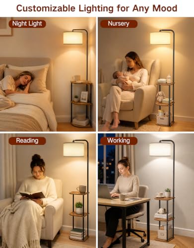 Corner Floor Lamp with Table, Standing Lamp with Side Table - Image 7