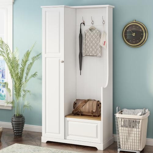 GDFStudio 36" Hall Tree with Flip-Up Bench, Hanging Hooks - Image 5