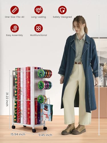 Wrapping Paper Storage Cart Gift Wrapping Ribbon | Home Organization - Image 4