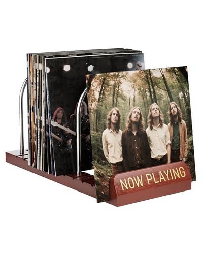 Bulado Now Playing Vinyl Record Holder for 50 LPs, Wooden - Image 2