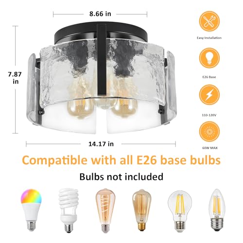 Black Semi Flush Mount Ceiling Light Fixture, 3-Light Modern - Image 5