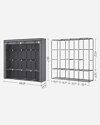 SONGMICS Portable Closet with Cover, 4 Hanging Rods and Shelves - Image 6