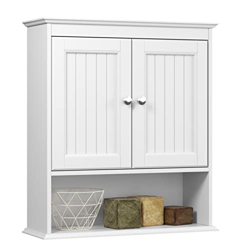 Spirich Bathroom Wall Cabinet with Beadboard Doors, White - Image 2