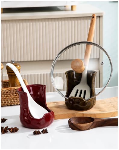 Ceramic Spoon Rest for Stove Top w/Pot Lid Holder, Kitchen - Image 6