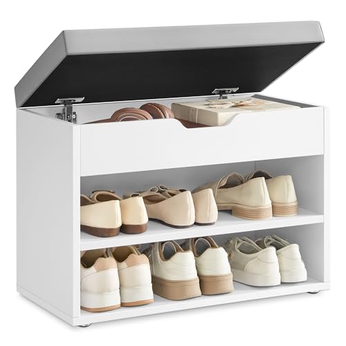 VASAGLE Storage Bench with Cushion, Shoe Bench - Image 2