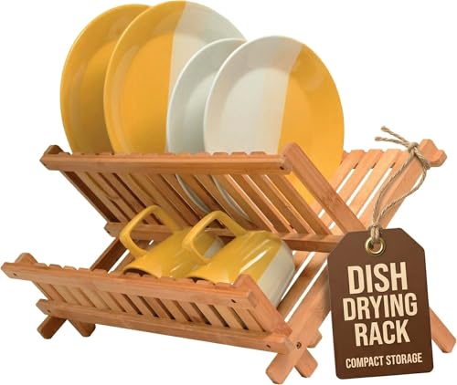 Bambüsi 2-Tier Dish Drying Rack, Bamboo Dish Drainer for Kitchen - Image 2