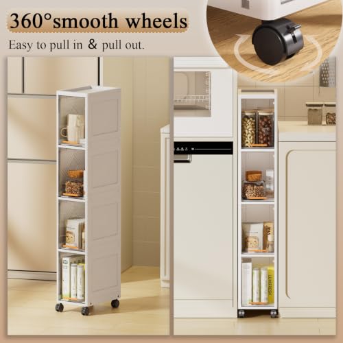 TEAMIX 4 Tier Slim Rolling Bathroom Storage Cabinet - Image 5