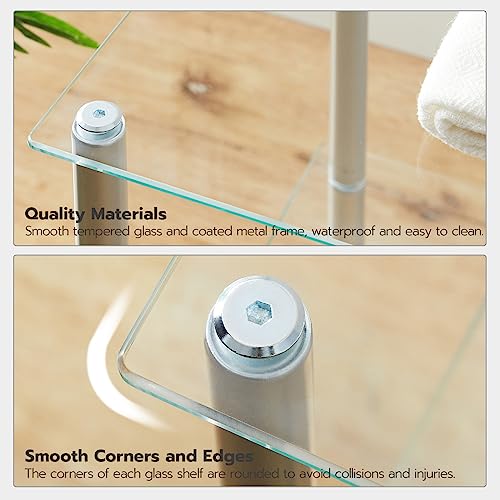 HOOBRO Glass Shelf, 4 Tier Bathroom Standing Shelf Unit - Image 7